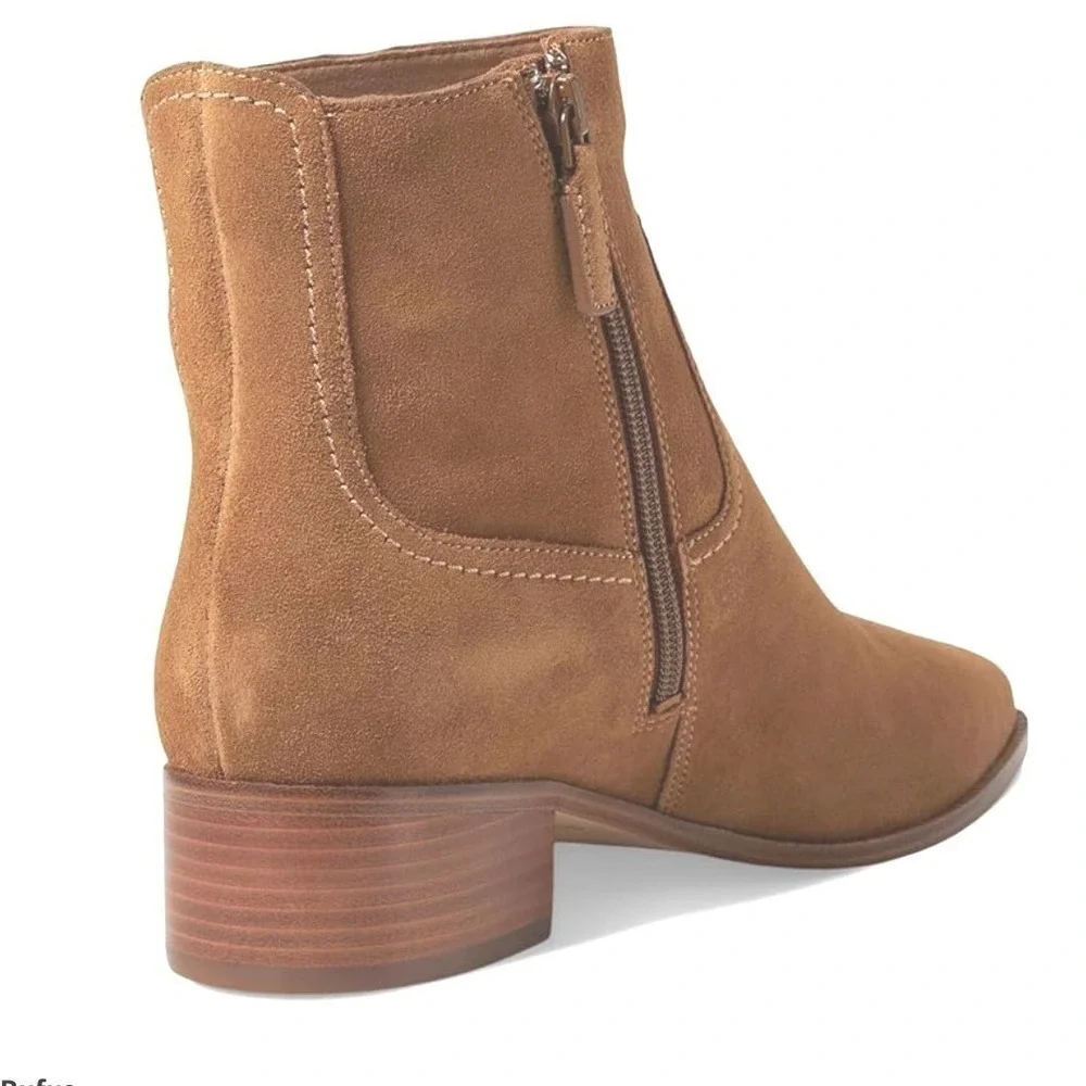 Cole Haan Size 7 Suede Ankle‎ Boots NEW Chestnut Brown Leather Block Naia $180